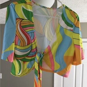 Retro print top & pants NWOT